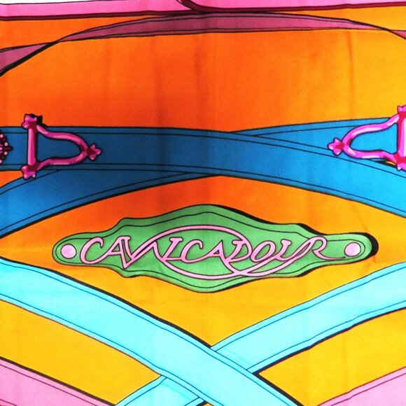 ❤️51X49 CAVALCADOUR Equestrian 100% SILK TWILL Made in France Piano Shawl Scarf - Picture 4 of 11
